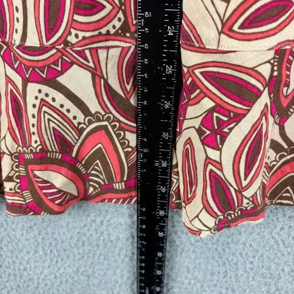 VTG Linen Skirt 18W Boho Lagenlook Tribal Floral Artsy Natural Pockets Lined - Picture 8 of 10